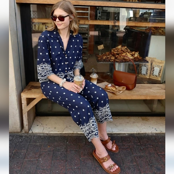 ZARA 2 PIECES EMBROIDERED SHIRT WITH EMBROIDERED CULOTTES SIZE XS - Picture 3 of 13